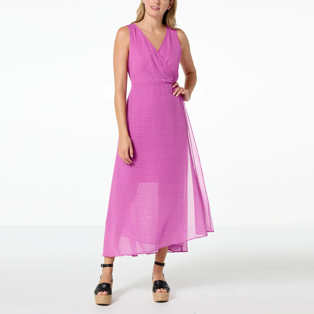 Printed Chiffon Wrap-Front Maxi Dress Jaclyn Smith Printed Chiffon Wrap-Front Maxi Dress Jaclyn Smith