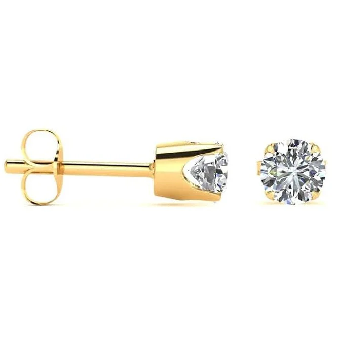 Moissanite Stud Earrings for Women in Gold – E-F Color, VVS1 Clarity, 1/2 to 4 Carat Total Weight – Brilliant Cut Solitaire Studs