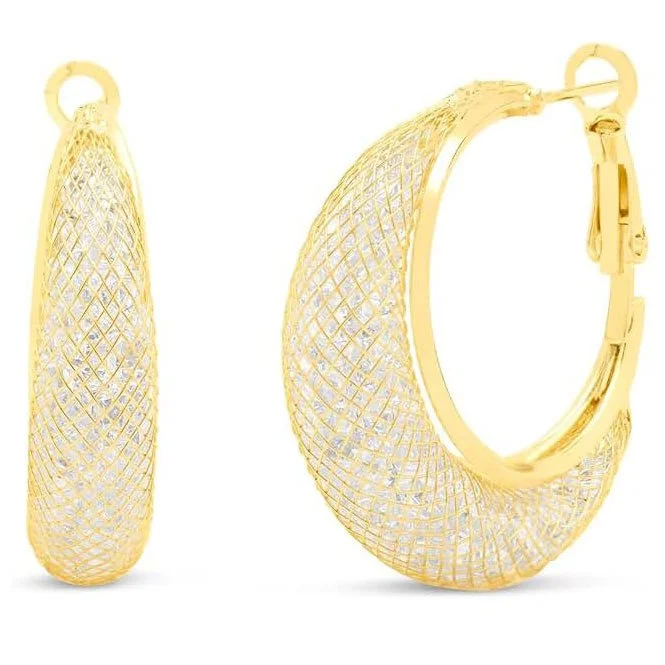 Mesh Hoop Earrings in Gold