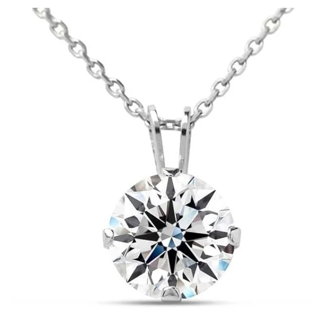 Jaclyn Smith Moissanite Pendant Necklace for Women in Silver – E-F Color, VVS1 Clarity, 1/4 to 2 Carat Solitaire – Brilliant Cut Stone on Sterling Silver Chain