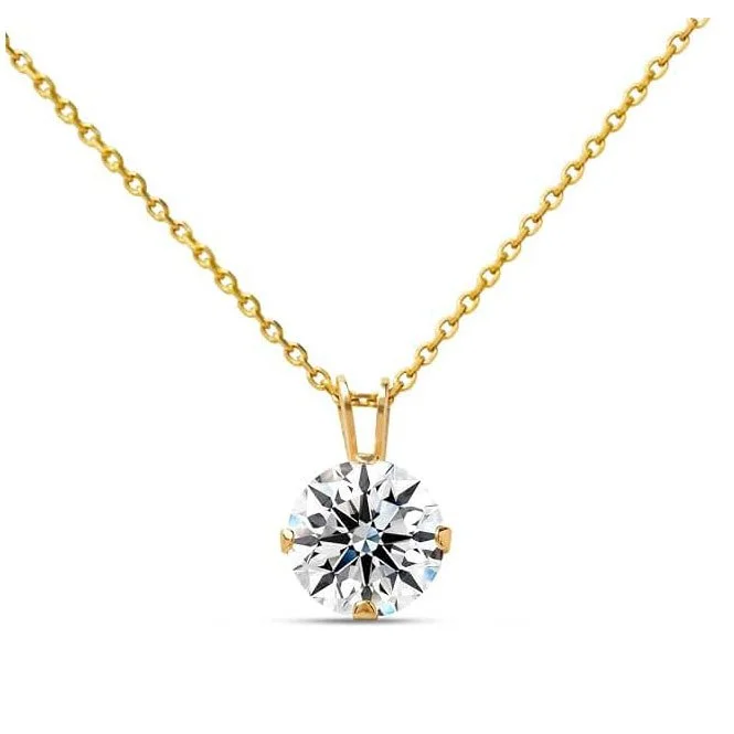 Jaclyn Smith Moissanite Pendant Necklace for Women in Gold – E-F Color, VVS1 Clarity, 1/4 to 2 Carat Solitaire – Brilliant Cut Stone on Sterling Silver Chain