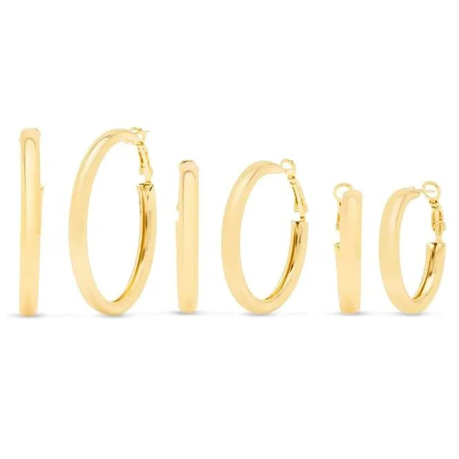 Shiny Gold Hoop Earrings Set of 3
