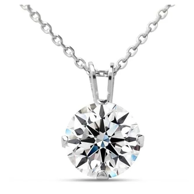 Jaclyn Smith Moissanite Pendant Necklace for Women in Silver – E-F Color, VVS1 Clarity, 1/4 to 2 Carat Solitaire – Brilliant Cut Stone on Sterling Silver Chain