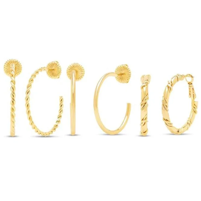 Classic Gold Hoop Earrings Set of 3