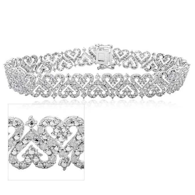 1 Carat Sparkling Moissanite Bracelet With Hearts, 7 Inches