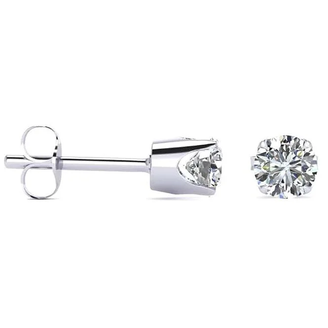 Moissanite Stud Earrings for Women in Silver – E-F Color, VVS1 Clarity, 1/2 to 4 Carat Total Weight – Brilliant Cut Solitaire Studs