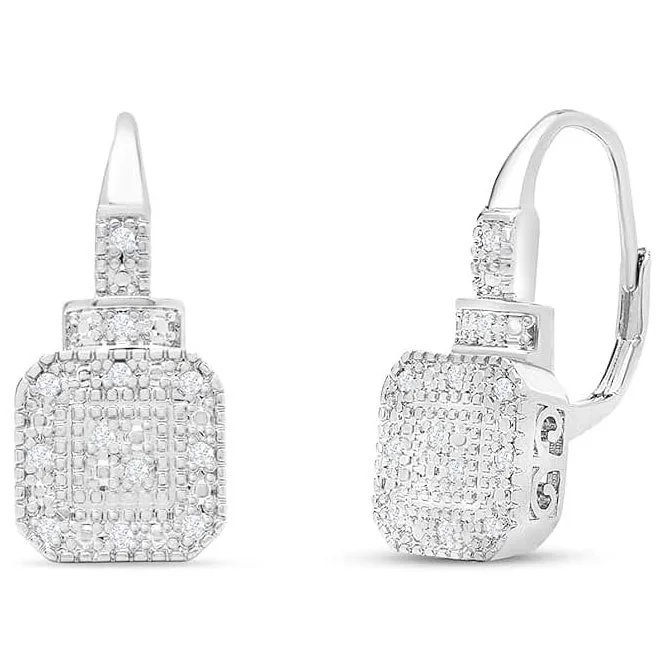 1/4 Carat Sparkling Created Diamond Leverback Earrings, 3/4 Inch