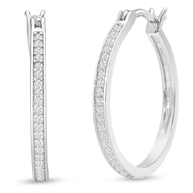 1/4 Carat Sparkling Created Diamond Hoop Earrings
