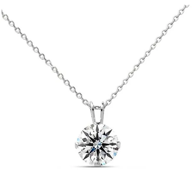 Moissanite Pendant Necklace for Women in Gold – E-F Color, VVS1 Clarity, 1/4 to 2 Carat Solitaire – Brilliant Cut Stone on Sterling Silver Chain