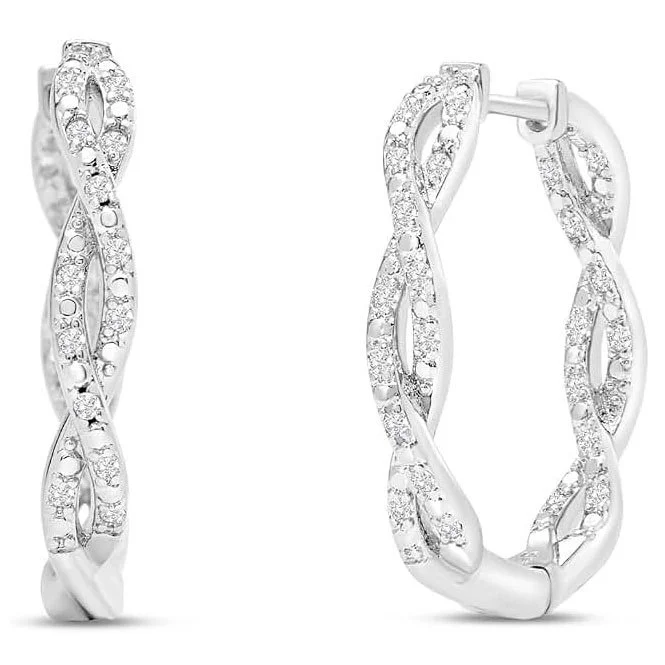 1/2 Carat Sparkling Created Diamond Infinity Hoop Earrings, 1 Inch