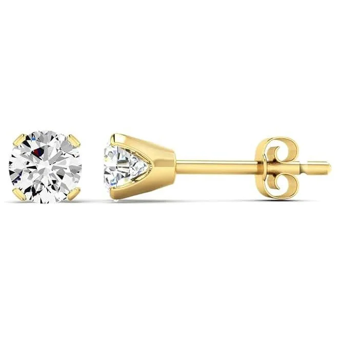 Moissanite Stud Earrings for Women in Gold – E-F Color, VVS1 Clarity, 1/2 to 4 Carat Total Weight – Brilliant Cut Solitaire Studs