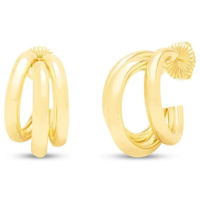 Tri Hoop Earrings In Gold