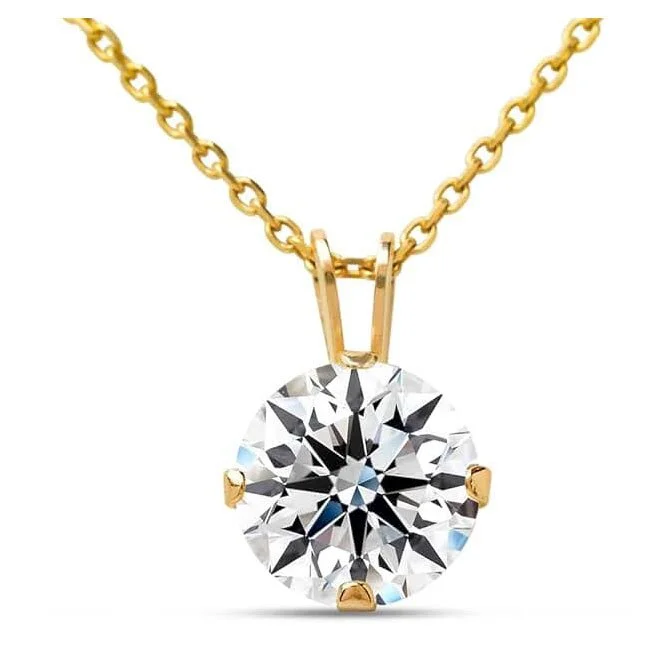 Jaclyn Smith Moissanite Pendant Necklace for Women in Gold – E-F Color, VVS1 Clarity, 1/4 to 2 Carat Solitaire – Brilliant Cut Stone on Gold Chain