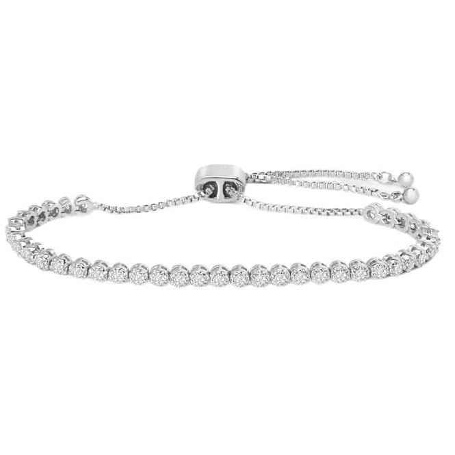 1 Carat Sparkling Moissanite Adjustable Bolo Slide Tennis Bracelet