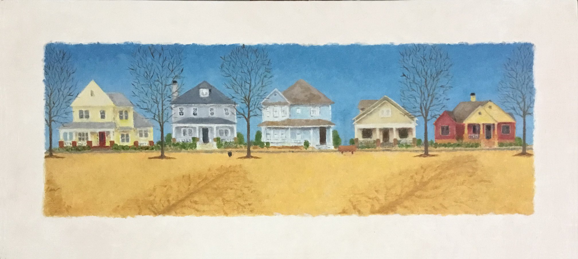 Good Morning Houses • 2021 • Oil on Board • 16"x7 1/2" • Sold