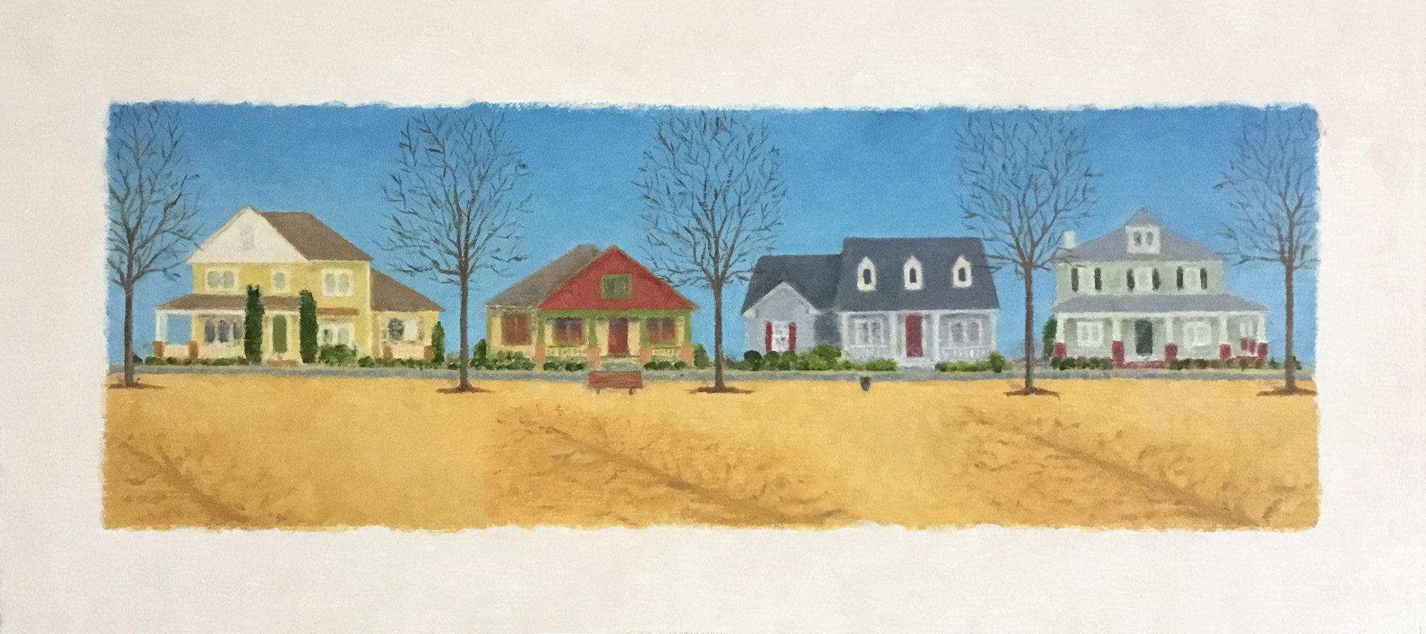 Good Evening Houses • 2021 • Oil on Board • 16"x7 1/2" • Sold
