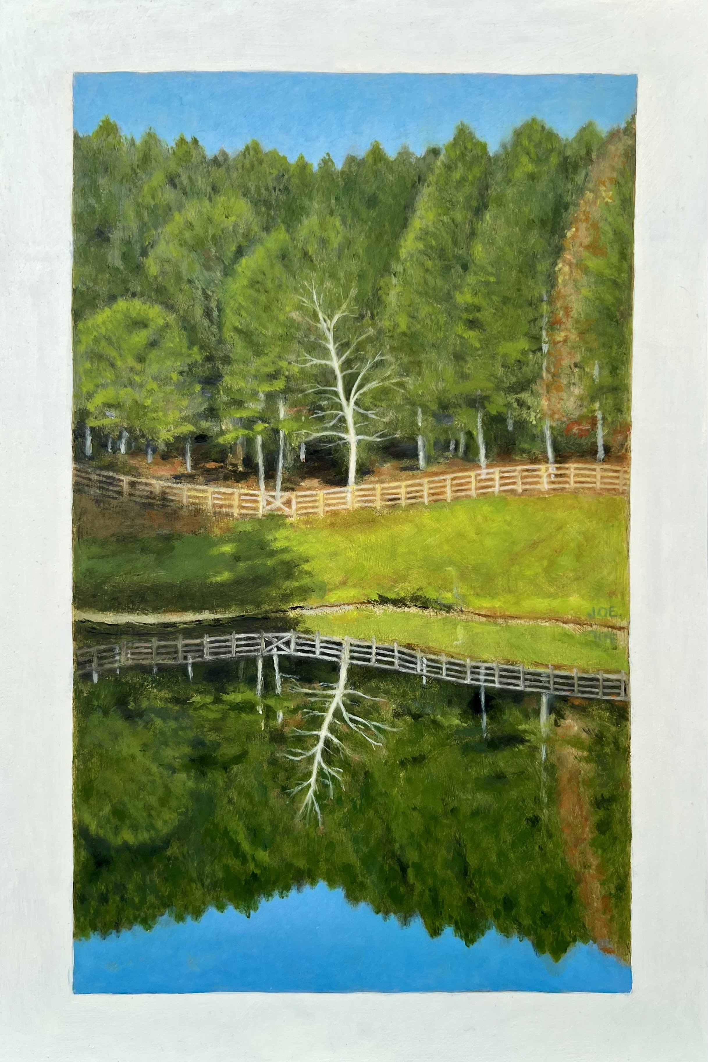 Bare Tree at the Holding Pond • 2026 • Oil on Board 8"x12"