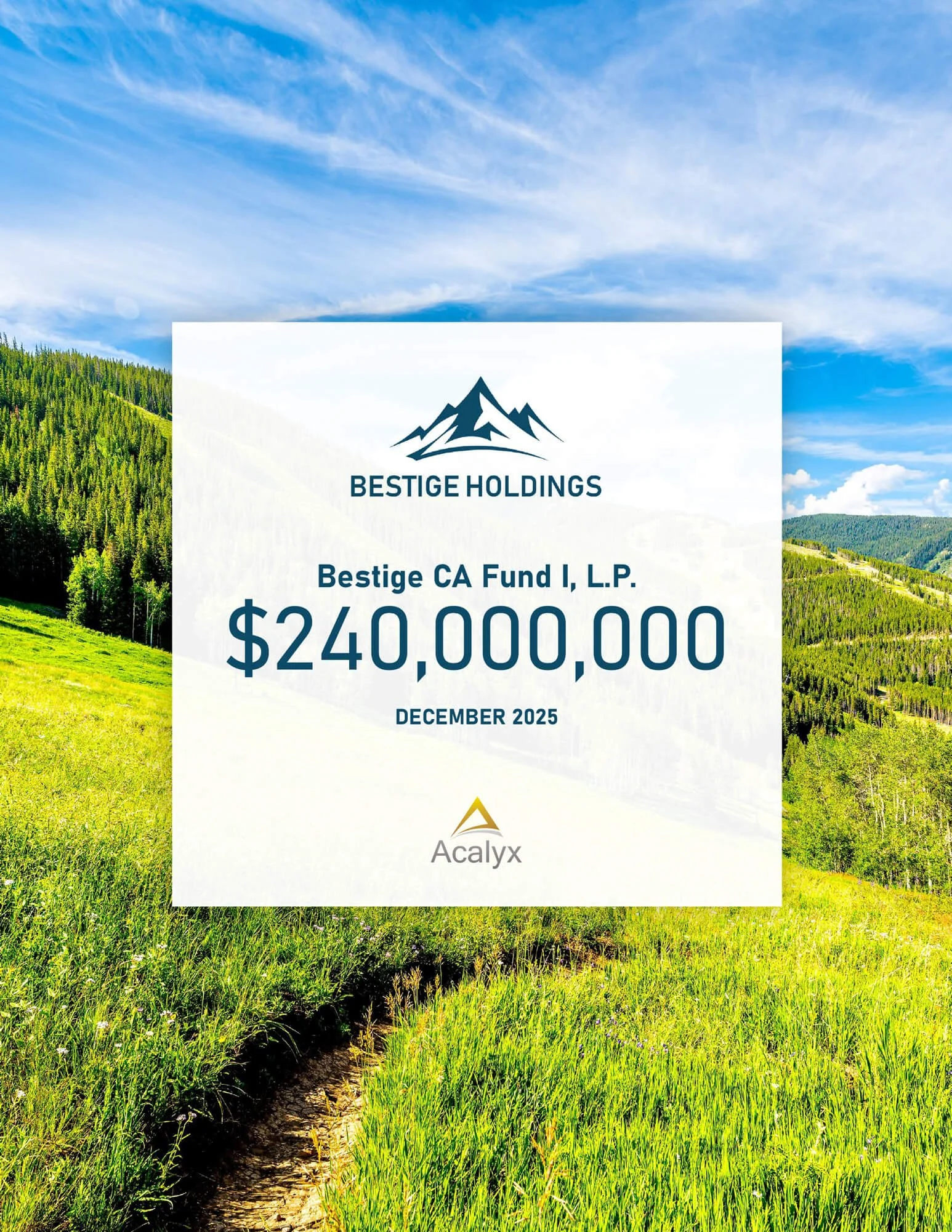 Tombstone announcement for Bestige CA Fund I