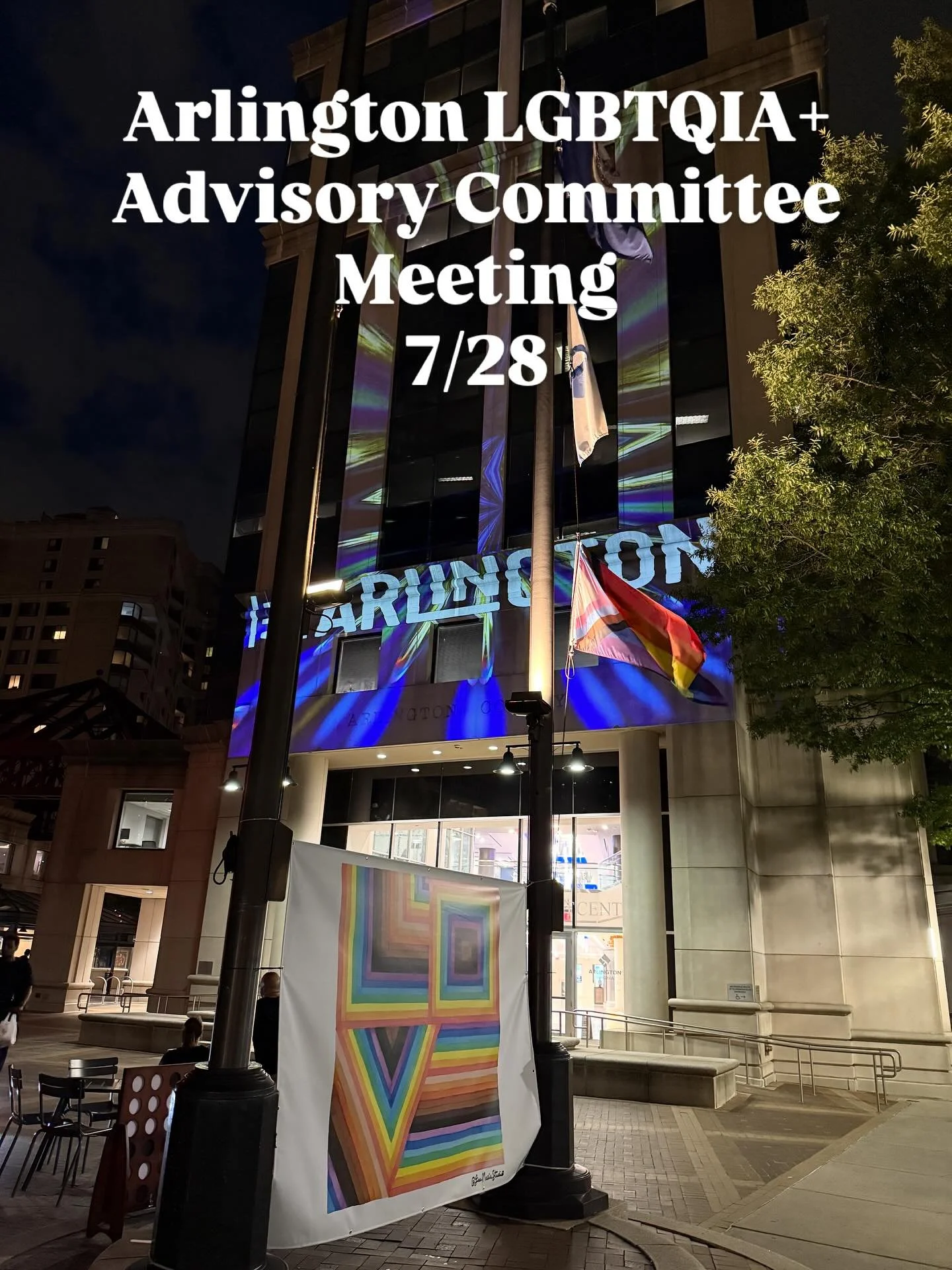 The Arlington County Manager’s LGBTQIA+ Advisory Committee meeting will be Monday, July 28th at 6:30 PM at the Bozman Government Center (2100 Clarendon Blvd., Arlington, VA 22201) and virtual. You can sign up to speak during public comment here