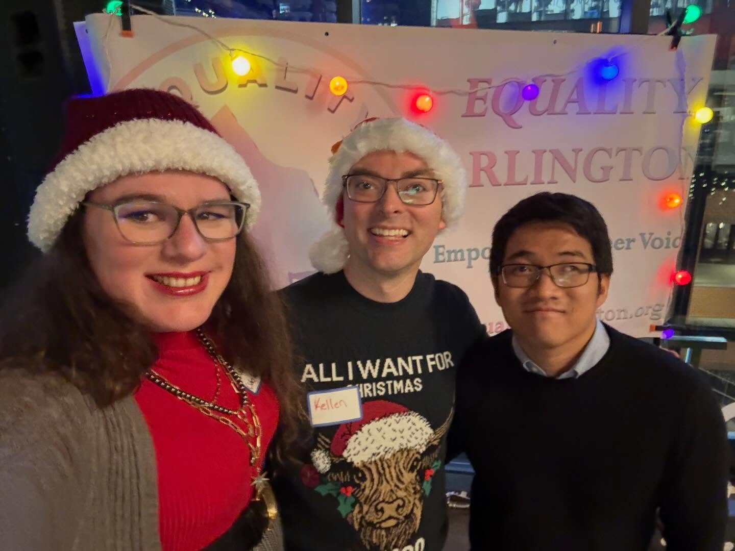 Equality Arlington is at WHINO in Ballston Quarter for our Holiday Social from 7-10 PM! Come enjoy food, drink, and community with us! ❤️🏳️&zwj;🌈☃️🎅🏳️&zwj;⚧️🎄