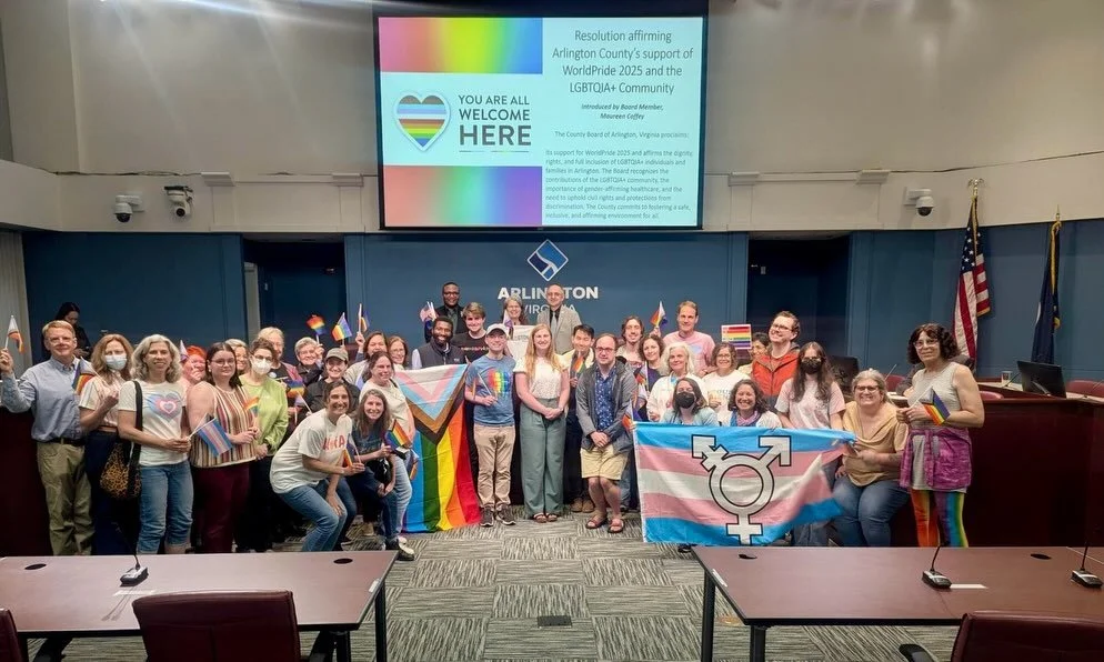 🗓️On May 13, 2025, Equality Arlington joined dozens of LGBTQ+ community members and allies at the Arlington County Board as they adopted a resolution affirming the county&rsquo;s support for the 🏳️&zwj;🌈🏳️&zwj;⚧️ LGBTQIA+ 🏳️&zwj;⚧️🏳️&zwj;🌈 com