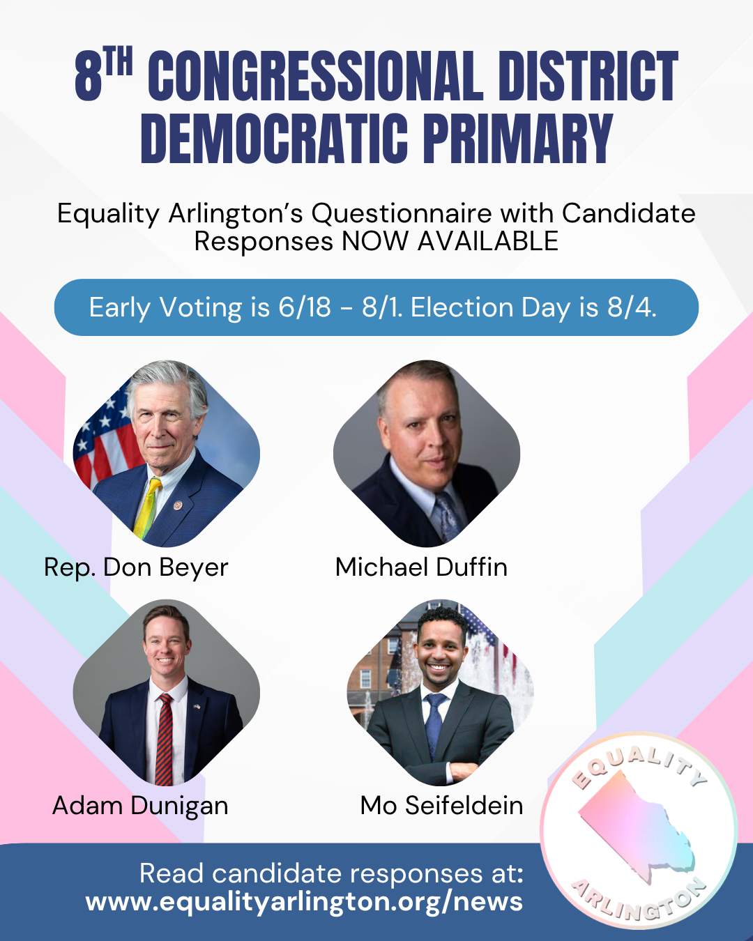 2026 Democratic Primary 8th Congressional District Candidates Respond to Equality Arlington Questionnaire