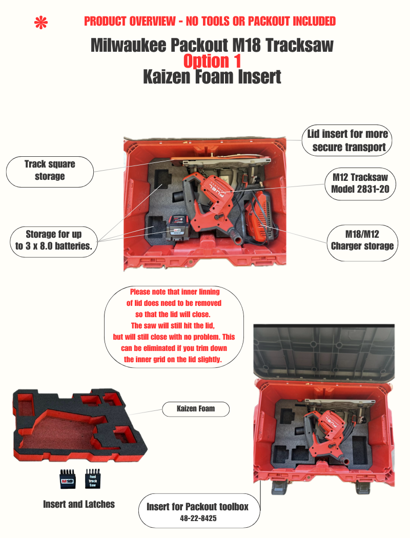 M18 Tracksaw 2831-20 Kaizen Insert —Kaizen Foam Inserts Milwaukee