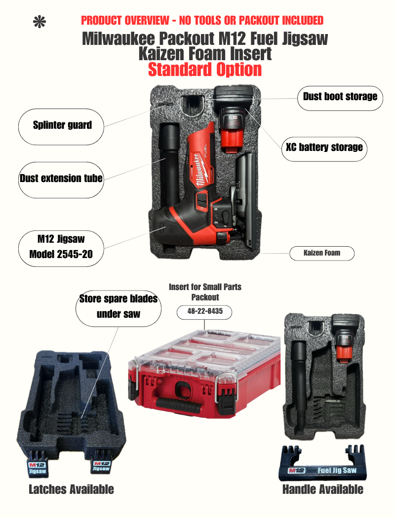 Milwaukee Packout Insert for M12 Fuel Jigsaw | Kaizen Foam Storage