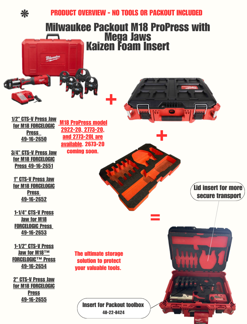 Milwaukee Packout Insert M18 Force Logic ProPress 2722 kaizen foam