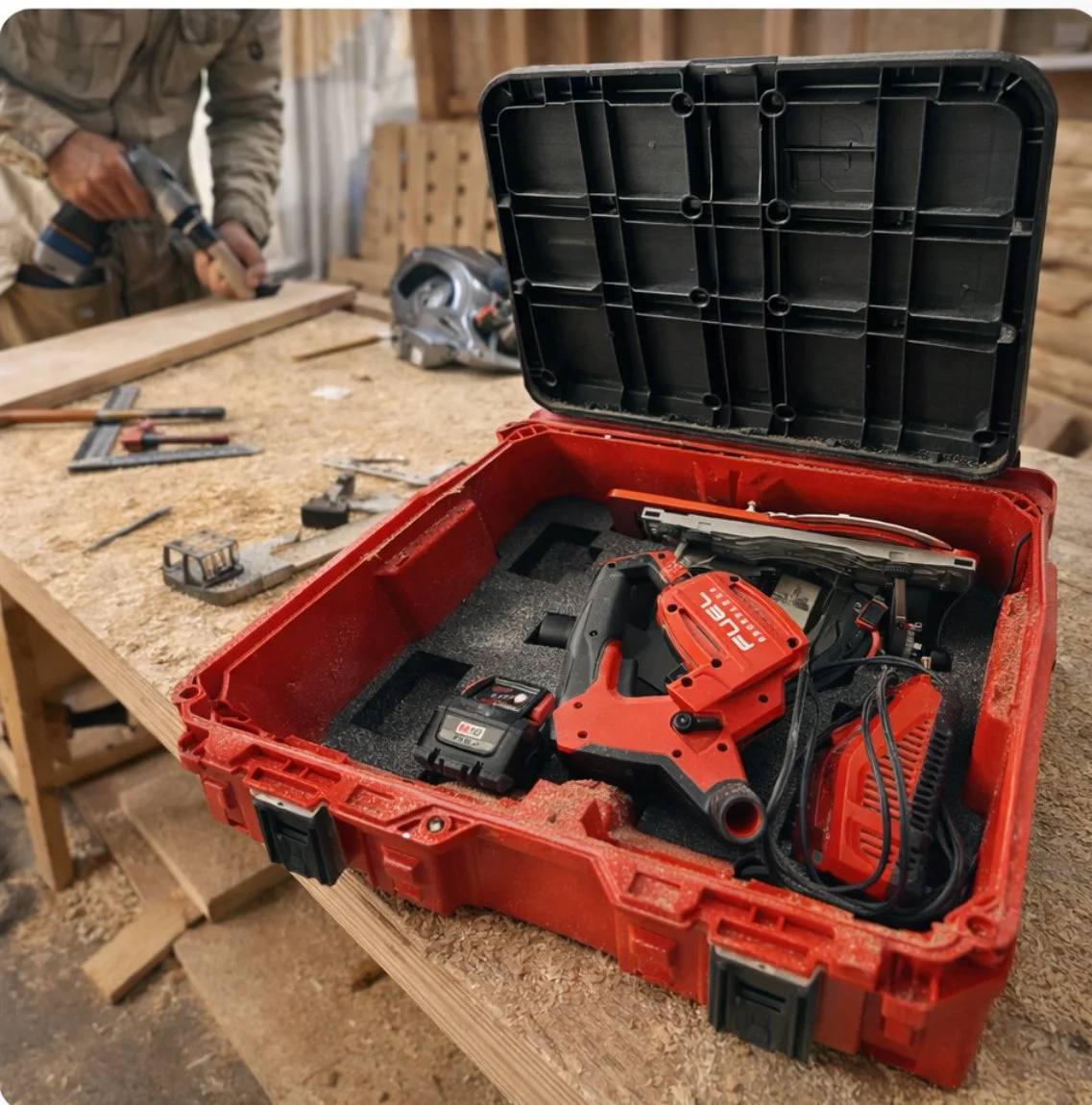 Kaizen Foam Insert Compatible With MILWAUKEE PACKOUT Large Tool Box (48-22-8425) – 57mm (2-1/4") Thick, Black/Red, Customizable Tool Organizer