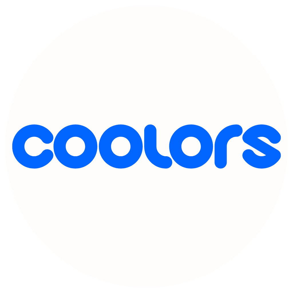 Coolors logo with the word 'coolors' in blue on a white background.