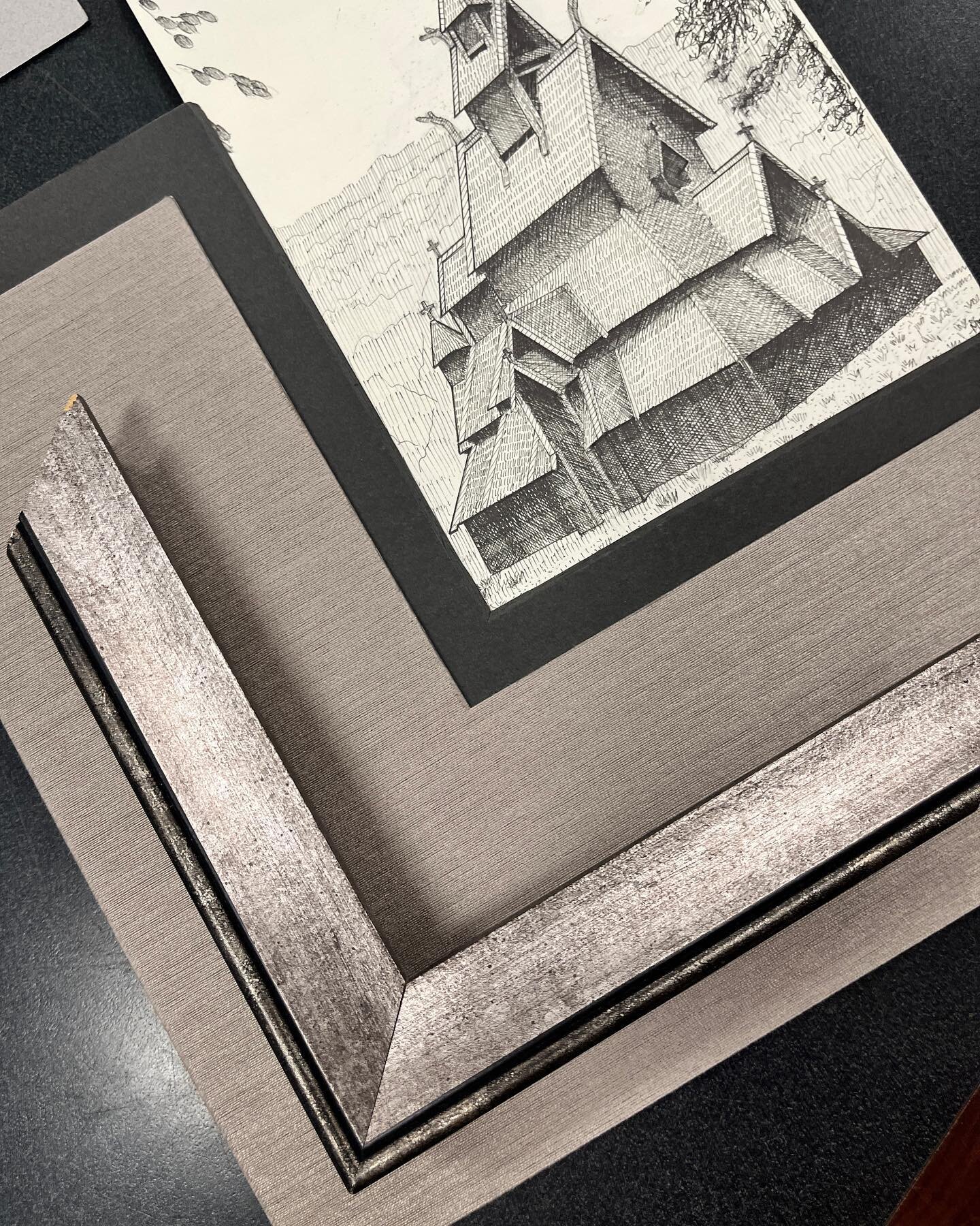 Choosing materials is one of my favorite things.

Two pen drawings being framed for the next show.

.
.
.
.
.
.
#pendrawing #framing #stavechurch #neuschwanstein #bavaria #germany #norway #architecture #art #worldheritage #unesco