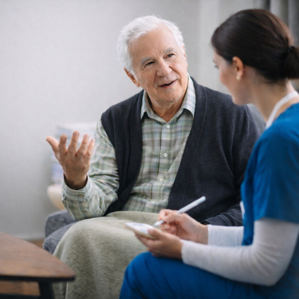 talking with a patient