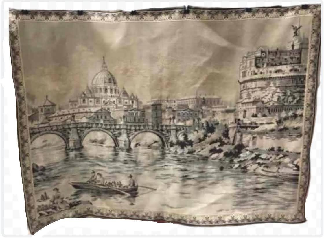 Rare tapestry of the grand canal in venice, golden hued with gondolas in the canal. Can be used for wall hanging, throw or ....?