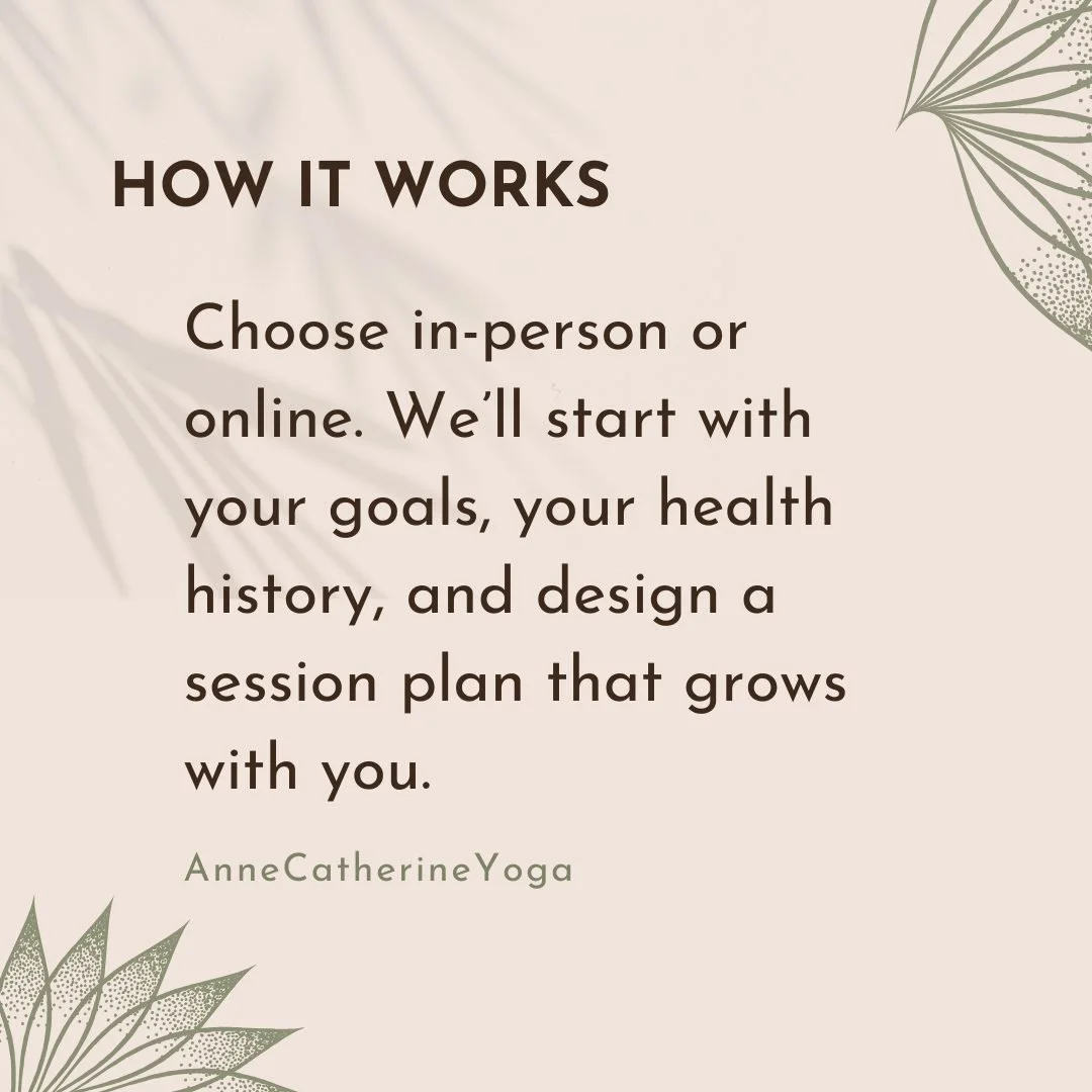 ✨ You deserve care that meets you where you are. ✨

My 1:1 yoga-based strength and mobility sessions are for anyone navigating pregnancy or postpartum who wants to feel grounded, strong, and supported&mdash;body, mind, and spirit. 🌿

These private s