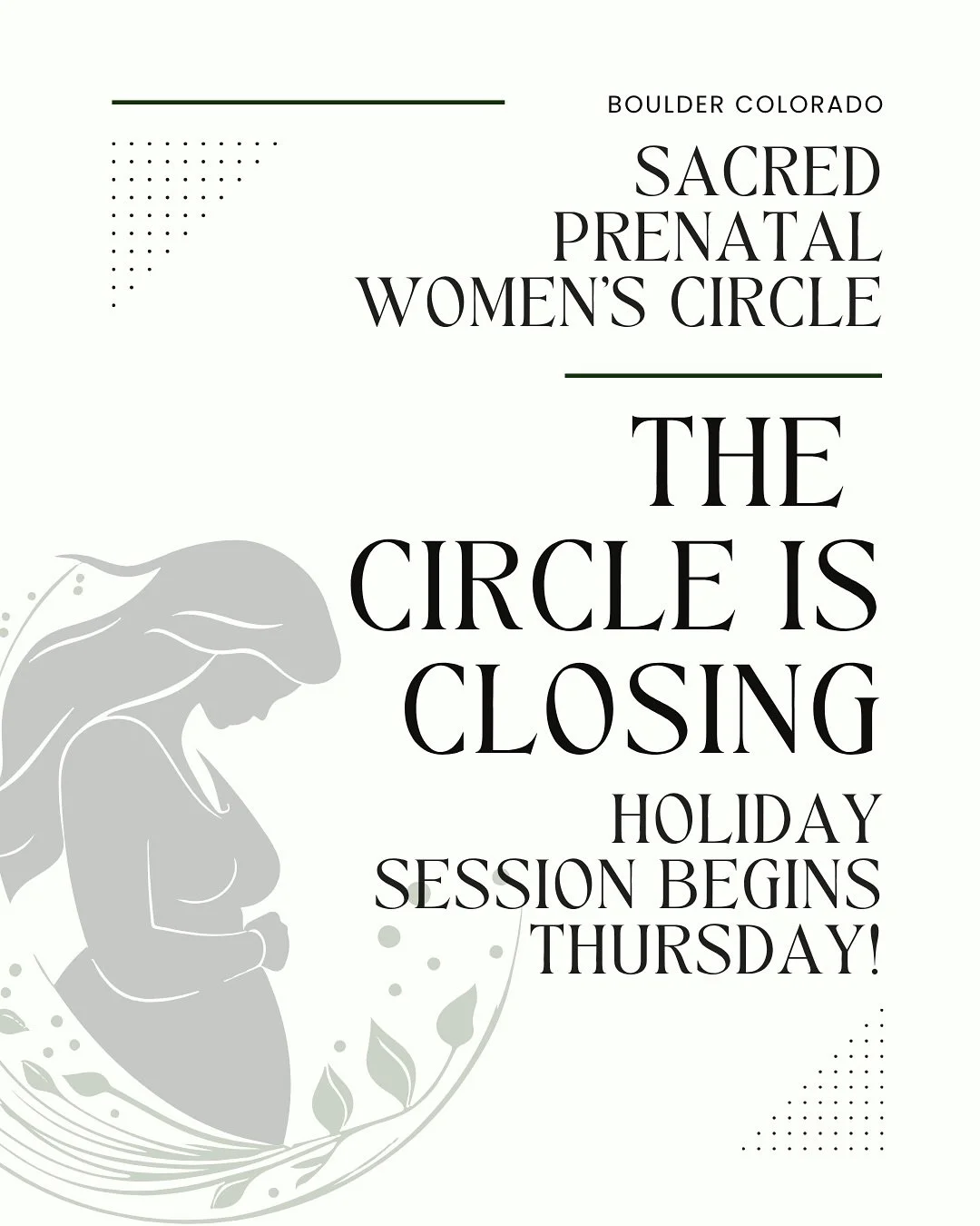✨ Save your spot now &mdash; circle begins Thursday.
New Start Date &rarr; This Thursday, Nov 20
Our Sacred Prenatal Women&rsquo;s Circle begins this week at Mandala Integrative Medicine, 5:00&ndash;6:30pm &mdash; and there&rsquo;s room for you.
A nu