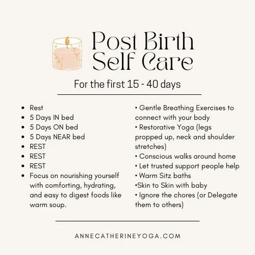 The days after birth are not meant to be rushed or &ldquo;bounced back&rdquo; from.
They are a sacred window for rest, repair, and being held.

Postpartum care in the first weeks is simple, slow, and deeply supportive&mdash;resting in bed, staying cl