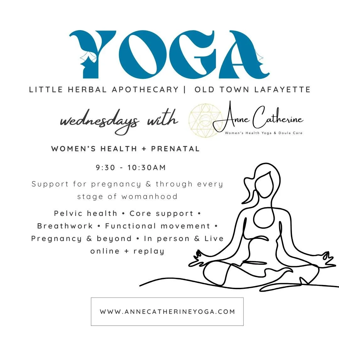 Classes begin this week&mdash;and this one is for every woman, in every season 💛

I&rsquo;m so honored to be partnering with Little Herbal Apothecary in Old Town Lafayette to offer Women&rsquo;s Health Yoga&mdash;a class designed to support your bod