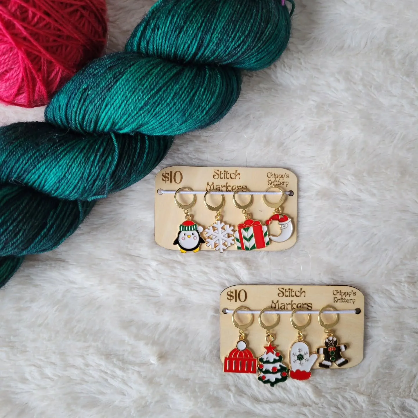 Limited quantity christmas stitch markers are now available on Etsy! All come with lever back clasps so that they can be enjoyed by both knitters and crocheters! 🎄 🎅 ❄️