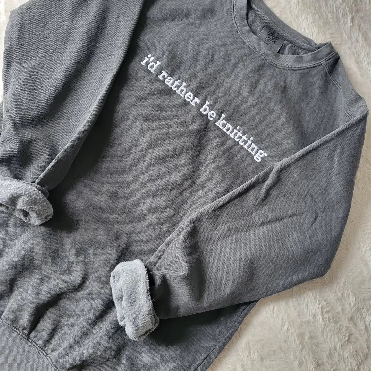 We've got three colors of the i'd rather be knitting crew necks available for this pre-order! Pre-order ends Sunday at 5pm ☺️