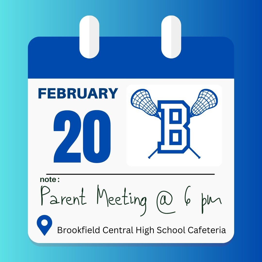 REMINDER! BLA Youth Lacrosse parent meeting is tomorrow night (Tuesday, February 20) @ 6 pm in the Brookfield Central High School cafeteria. 

2 actions for you:-
1. Please complete the Concussion Release Form online https://www.brookfieldlacrosse.or