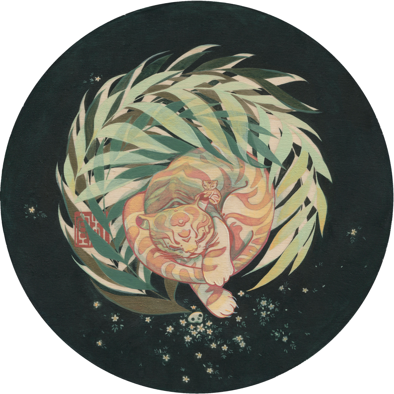 Tiger Naps (西方白虎 Xīfāng Báihǔ) | acrylic on cradled panel | 10"