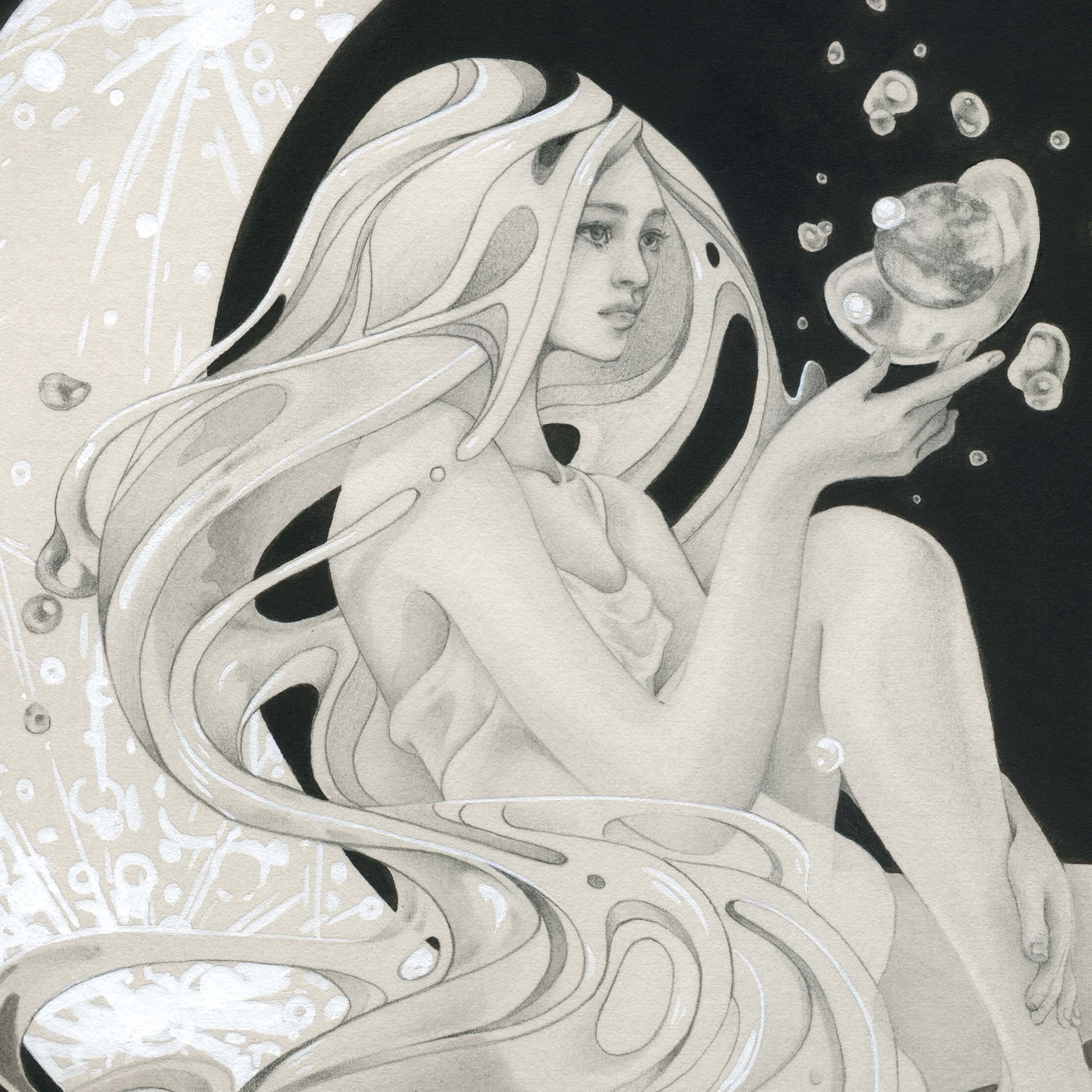 Ephemeral Tides | graphite and ink on Arches paper | 12 x 12"