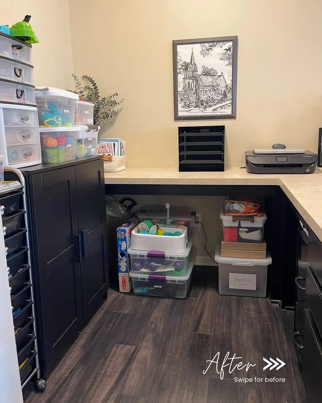 Office Nook Refresh ✨ Before &amp; After
This small-but-mighty space was doing it all&mdash;housing kids&rsquo; crafts, family games, office supplies, first aid, and more. But without clear zones or thoughtful storage, things got cluttered fast.

We 