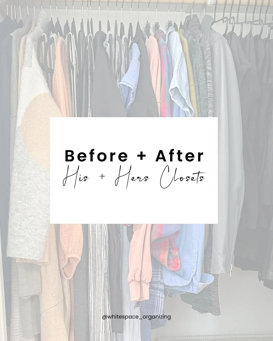 From overstuffed to streamlined this master bedroom now has a place for everything and breathing room to match.

His and hers closets so getting dressed is simple and stress free. These were challenging, but the clients did great downsizing to what t
