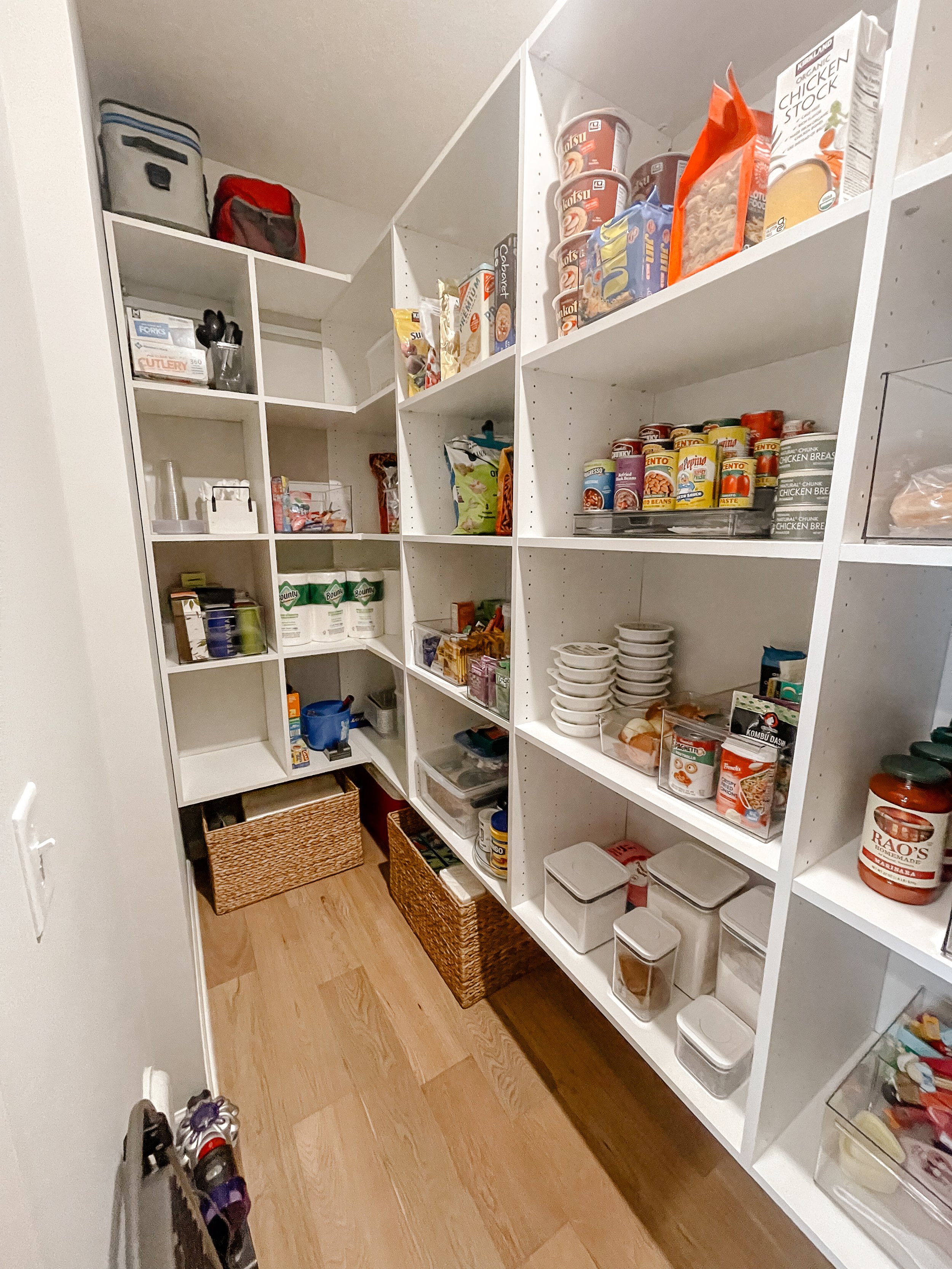 Organized pantry created during a move-in organizing project
