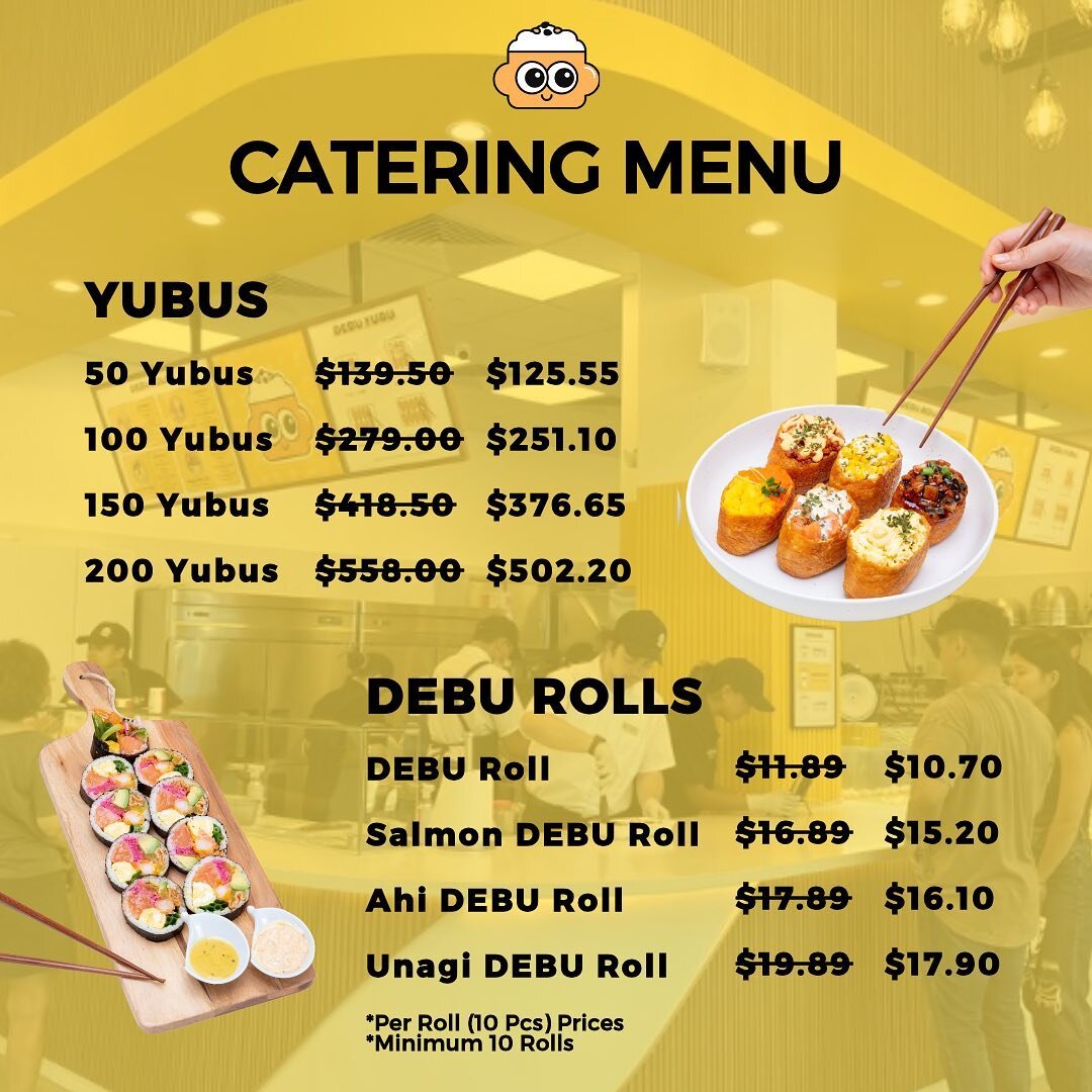 Please check the menu on the website www.debuhawaii.com. For detailed information and order inquiries, please contact 808-308-2499/808-200-0902 or hello@debuhawaii.com❤️😊