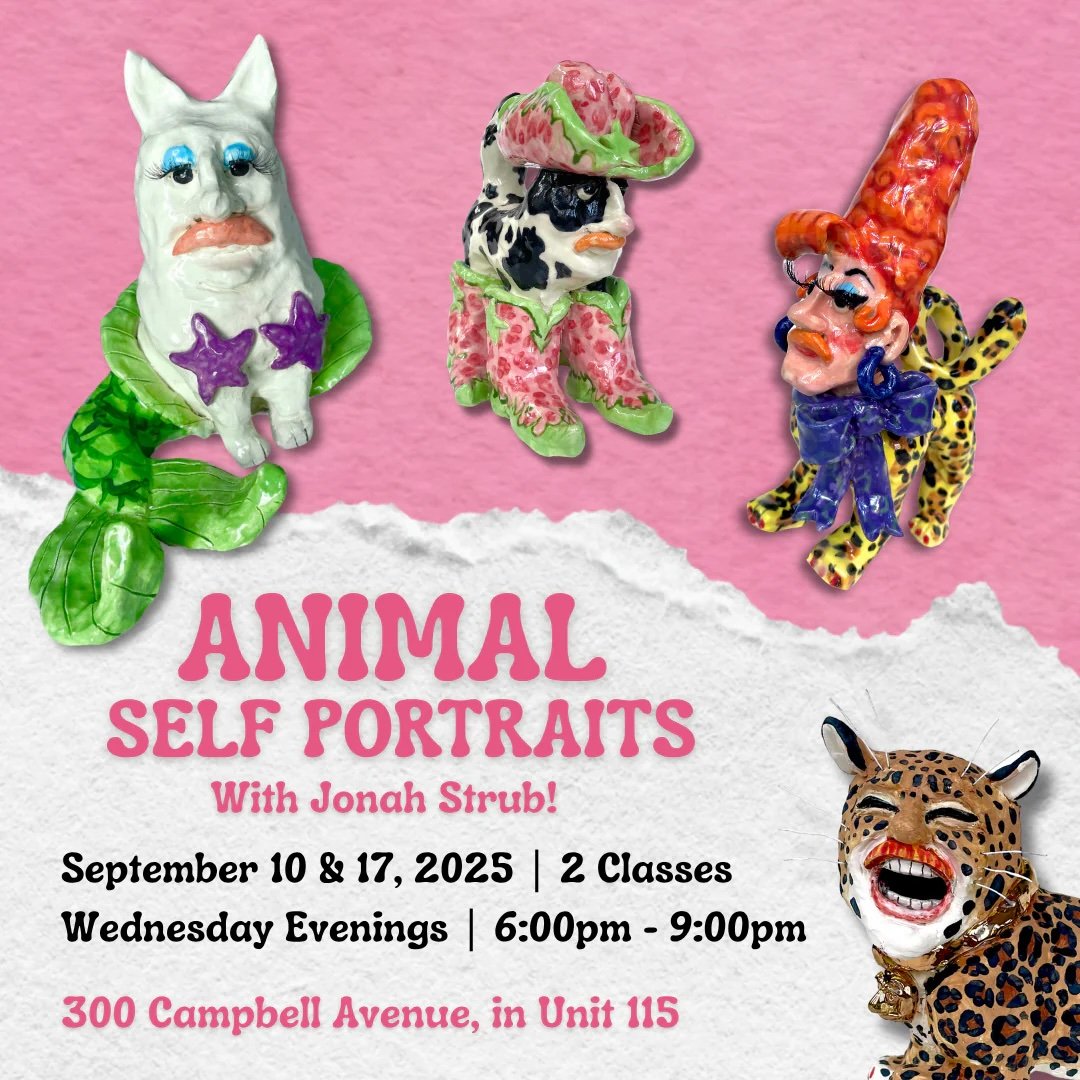 Parkdale Pottery: Animal Self Portraits with Jonah Strub | September 10 & 17 | 6PM - 9PM | 2 Classes| Dupont
