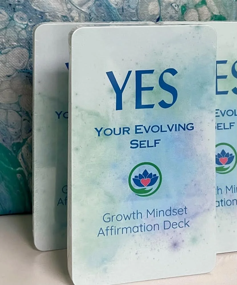 photo of affirmation card decks reading YES, Your Evolving Self