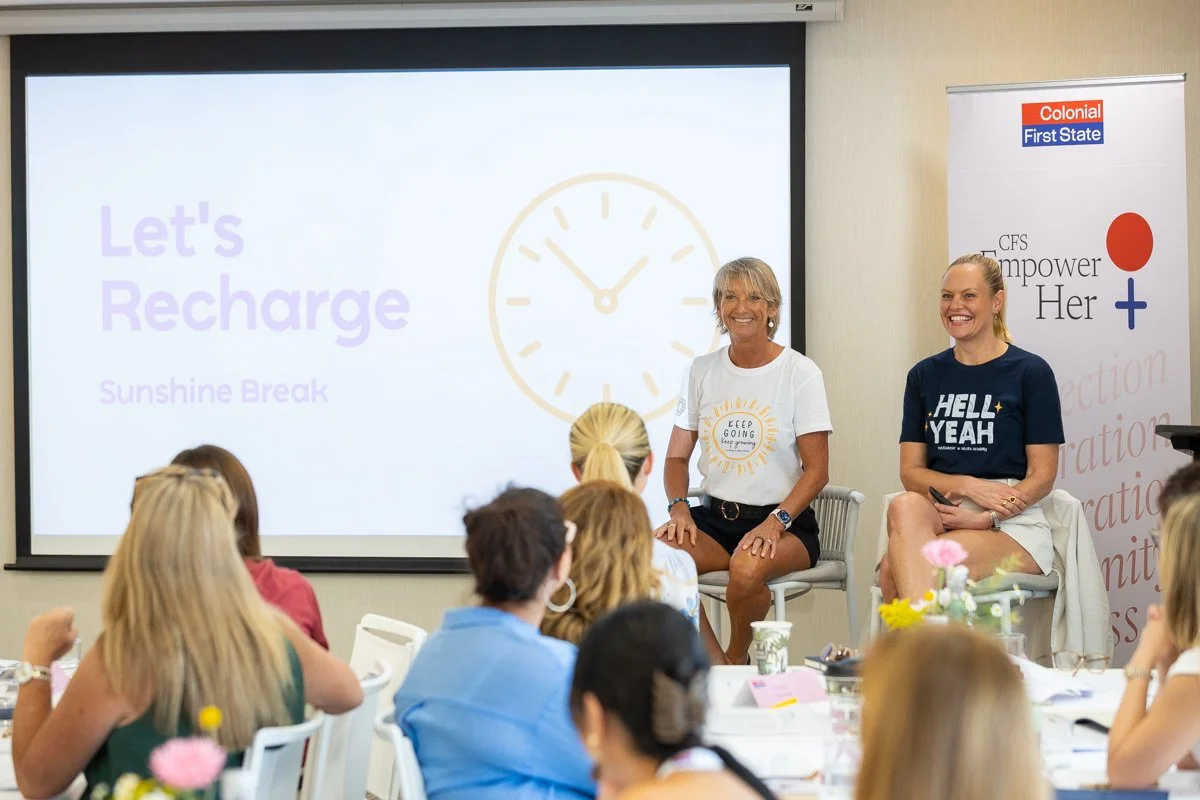 Event Photography for the CFS EmpowerHER Conference session with keynote speaker, Layne Beachley. Conference held was at the Sunshine Coast and Noosa.